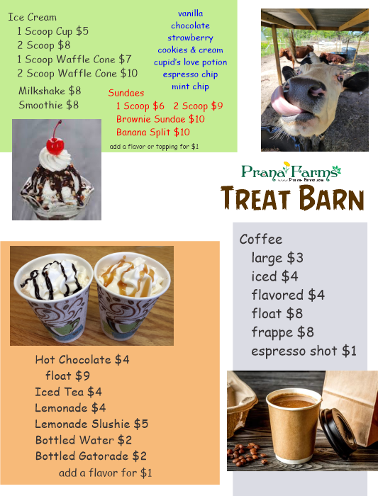 Treat Barn Beverage Menu